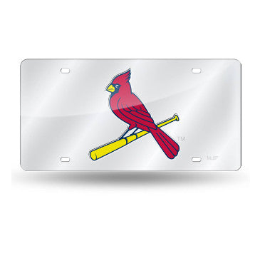 Cardinals Laser Cut License Plate Tag Silver MLB