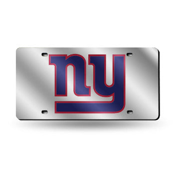 Giants Laser Cut License Plate Tag Silver Logo NFL