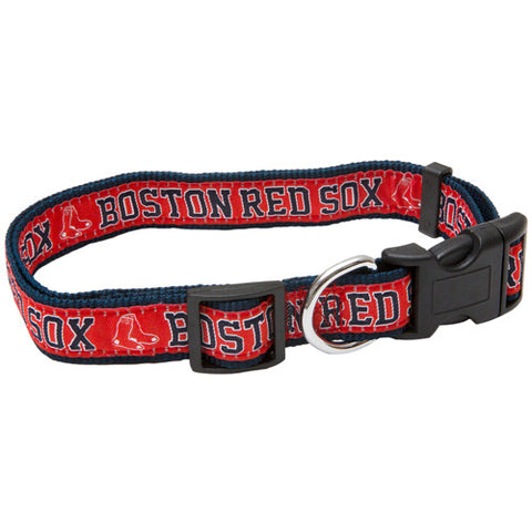 Red Sox Dog Collar Woven Ribbon Medium