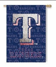 Rangers Embossed Suede Garden Flag Glitter MLB