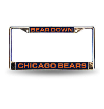 Bears Laser Cut License Plate Frame Silver "Bear Down"