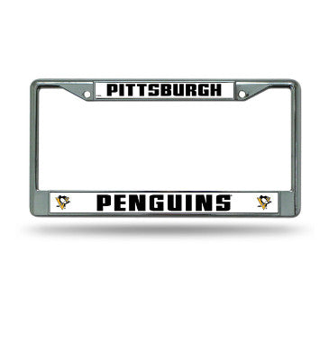 Penguins Chrome License Plate Frame Silver
