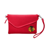 Blackhawks Pebble Fold Over Purse Red