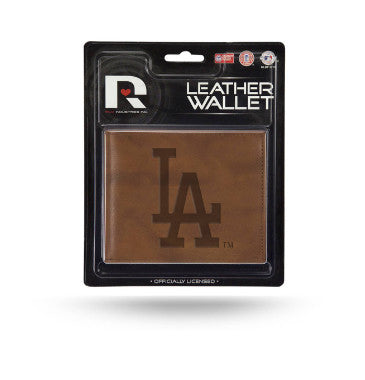Dodgers Leather Wallet Embroidered Bifold Brown