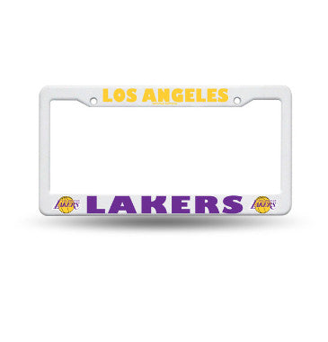Lakers Plastic License Plate Frame White