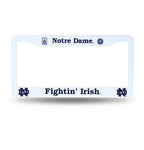 Notre Dame Plastic License Plate Frame White