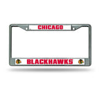 Blackhawks Chrome License Plate Frame Silver