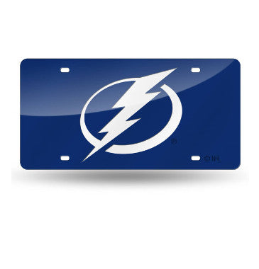 Lightning Laser Cut License Plate Tag Color Blue