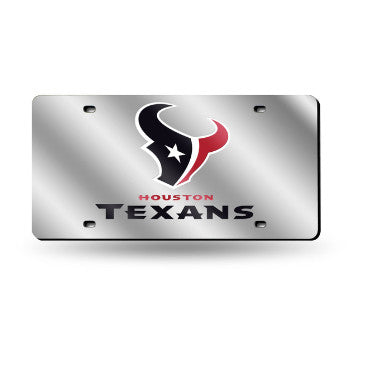 Texans Laser Cut License Plate Tag Silver