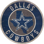 Cowboys 12" Wood Sign Round Circle w/ State