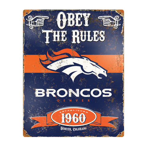 Broncos Obey Embossed Metal Sign