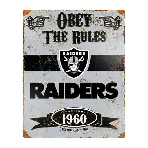 Raiders Obey Embossed Metal Sign