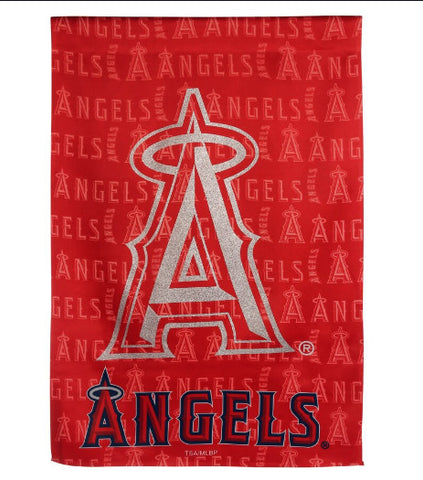 Angels Embossed Suede Garden Flag Glitter