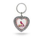 Cardinals Keychain Rhinestone Heart MLB