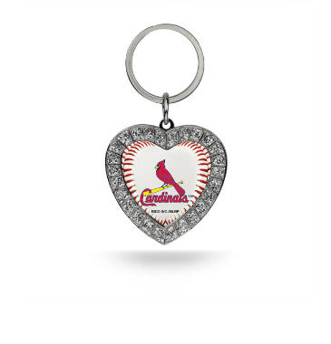 Cardinals Keychain Rhinestone Heart MLB