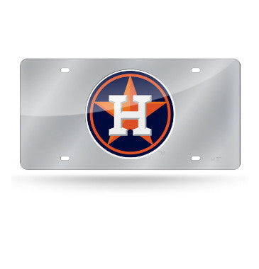 Astros Laser Cut License Plate Tag Silver