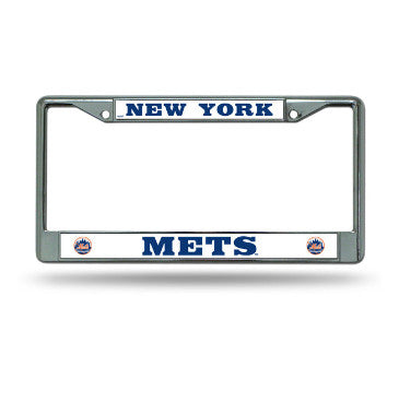 Mets Chrome License Plate Frame Silver