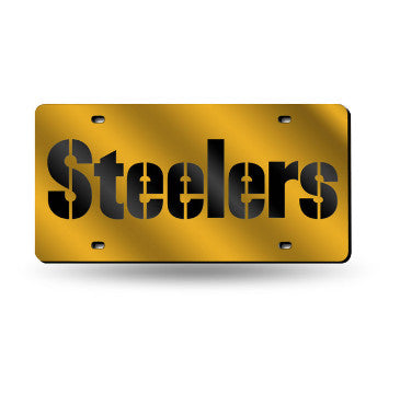 Steelers Laser Cut License Plate Tag Color Yellow Name
