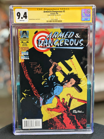 Armed & Dangerous Issue #3 Year 1996 CGC Graded 9.4 Comic Book - Autographed by Bob Hall