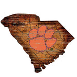 Clemson 24" Wood State Road Map Sign Large