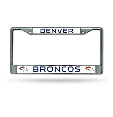 Broncos Chrome License Plate Frame Silver