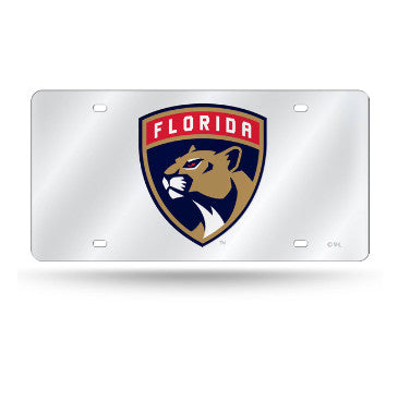 Panthers Laser Cut License Plate Tag Silver NHL