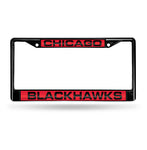Blackhawks Laser Cut License Plate Frame Color Black