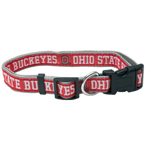 Ohio St Dog Collar Woven Ribbon Small