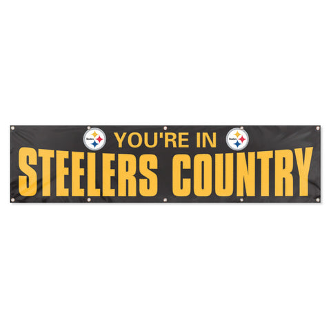 Steelers 8ft Banner Black