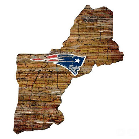 Patriots 24" Wood State Road Map Sign Large