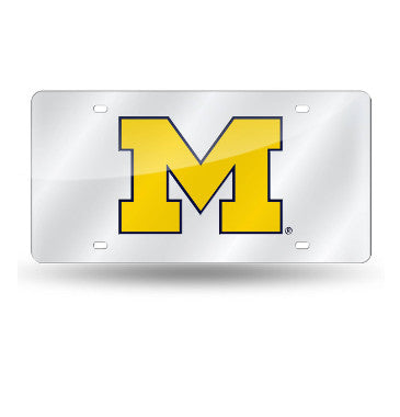 Michigan Laser Cut License Plate Tag Silver "M"