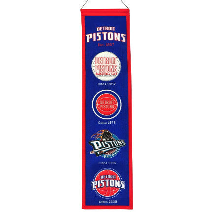 Pistons 8"x32" Wool Banner Heritage