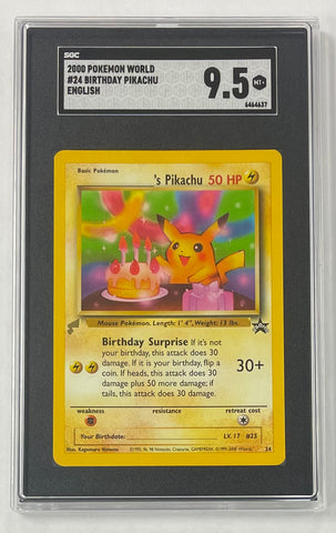 Birthday Pikachu Pokemon 2000 SGC 9.5 World Collection English No.24 Graded Single Card