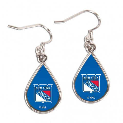 Rangers Earrings Dangle Tear NHL