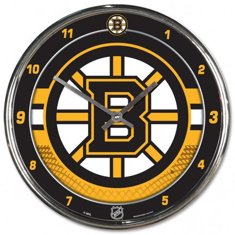 Bruins Round Wall Clock Chrome