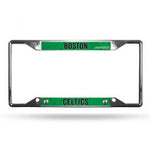 Celtics Chrome License Plate Frame Silver w/ Green Background