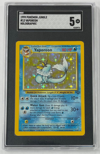 Vaporeon Pokemon 1999 SGC 5 Jungle 12/64 Holo Graded Single