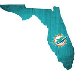 Dolphins 12" Wood State Sign Team Color Small