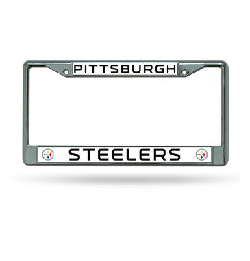 Steelers Chrome License Plate Frame Silver