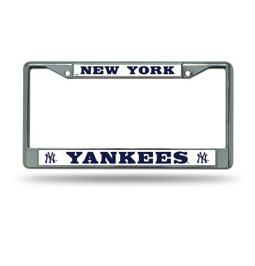 Yankees Chrome License Plate Frame Silver