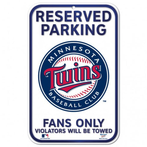 Twins Plastic Sign 11x17 Reserved Parking White
