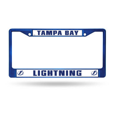 Lightning Chrome License Plate Frame Color Blue