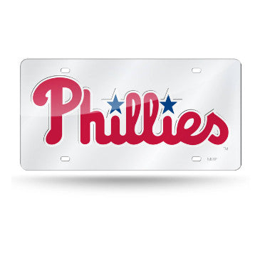 Phillies Laser Cut License Plate Tag Silver