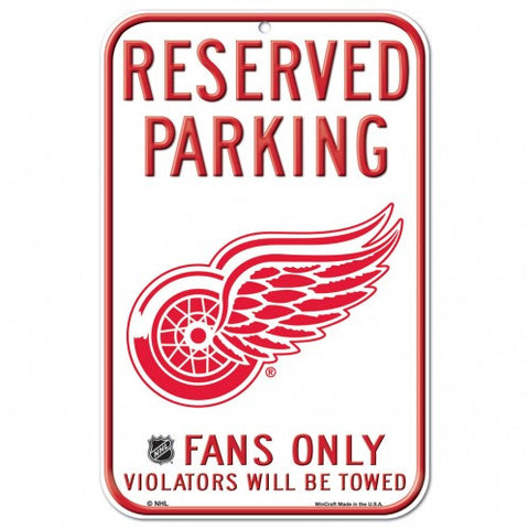 Red Wings Plastic Sign 11x17 Reserved Parking White