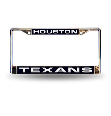 Texans Laser Cut License Plate Frame Silver