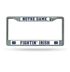 Notre Dame Chrome License Plate Frame Silver