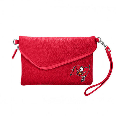 Buccaneers Pebble Fold Over Purse Red