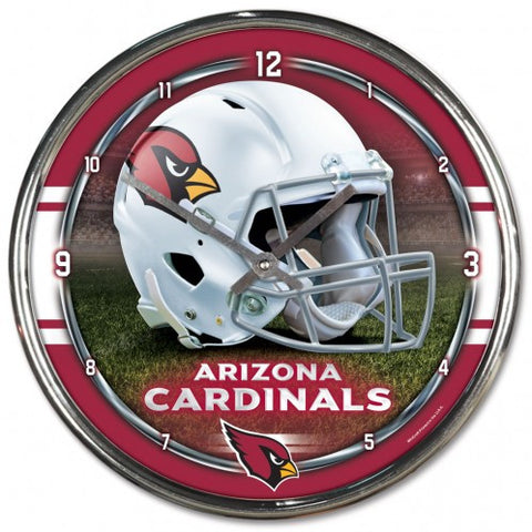 Cardinals Round Wall Clock Chrome NFL