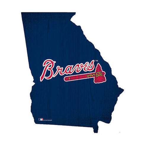 Braves 12" Wood State Sign Team Color Small