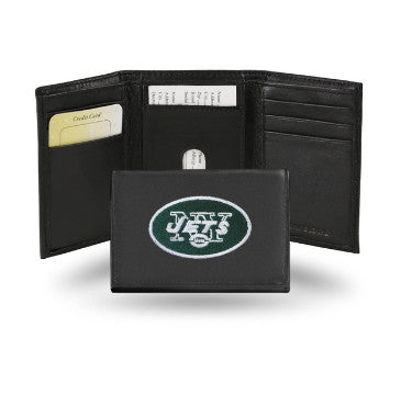 Jets Leather Wallet Embroidered Trifold NFL